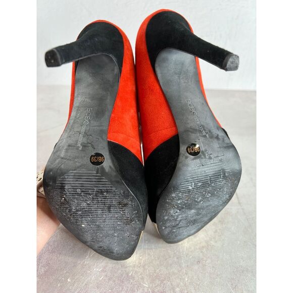 BCBGeneration Women Red Black Suede Leather High Heels Size 9 39 Mod‎ Edgy - Picture 11 of 14